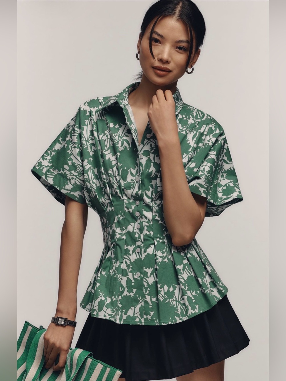 Anthropologie Tobie Exquise Pleated Blouse M